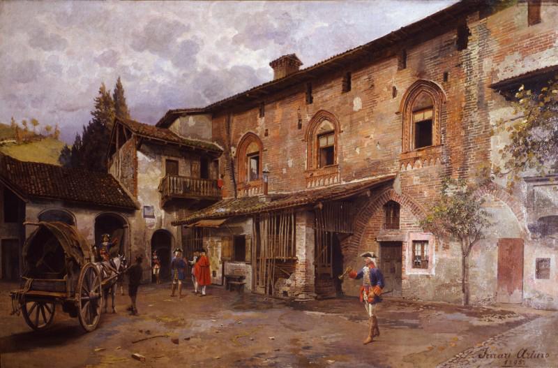 Arturo Ferrari Fifteenth-Century Courtyard in Castiglione Olona oil painting image